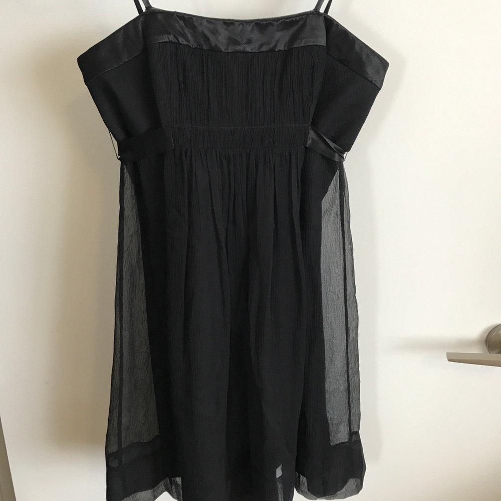 BCBG - Black Strapless Chiffon Empire Dress - Sz 6